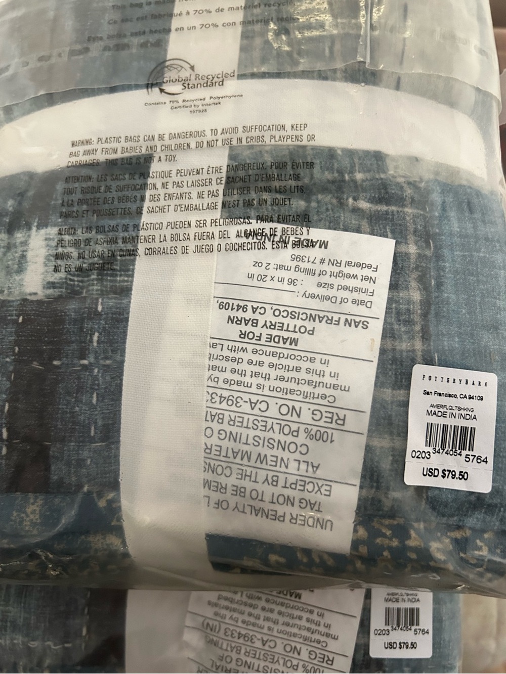 POTTERY BARN FLAG COTTON QUILT + SHAMS KING NWT - Picture 12 of 13